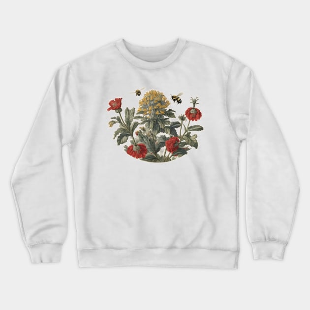 Bumble Bees flying over some flowers Crewneck Sweatshirt by JnS Merch Store